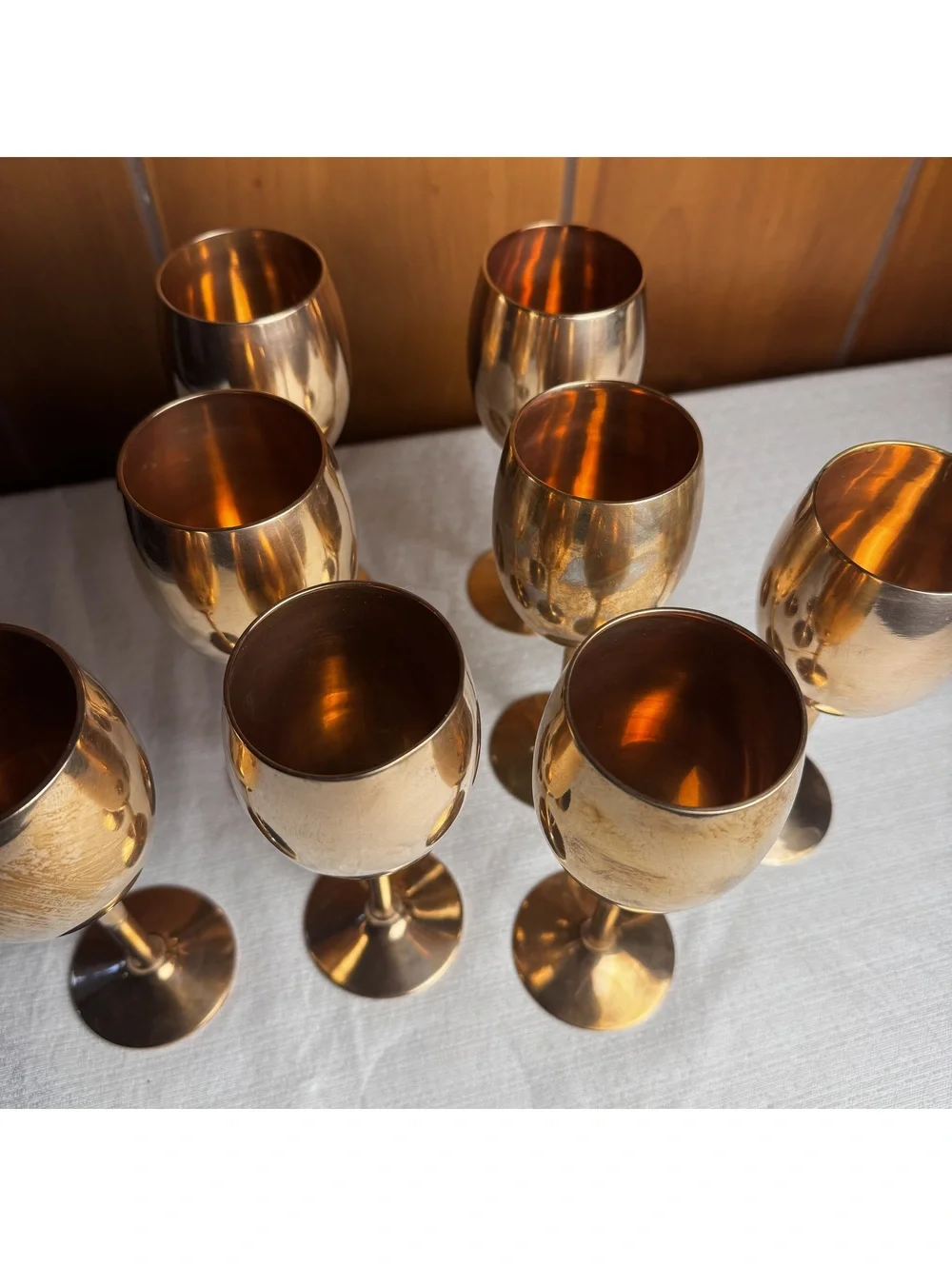 Vintage Solid Brass Wine Goblets Set of 2 7” Stemware Wedding Toasting